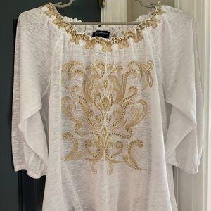 INC white and gold women’s top